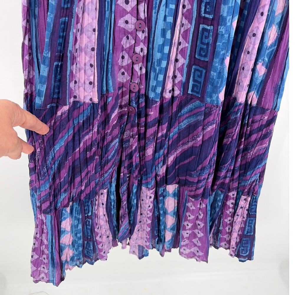 Vtg 90s Phool Boho Maxi Dress Large Festival Indie Tier Smocked Hippie Smocked - Picture 5 of 11